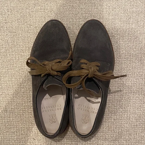 Brunello Cucinelli Dark Gray Suede Oxfords, sz 5.5 - Picture 2 of 11